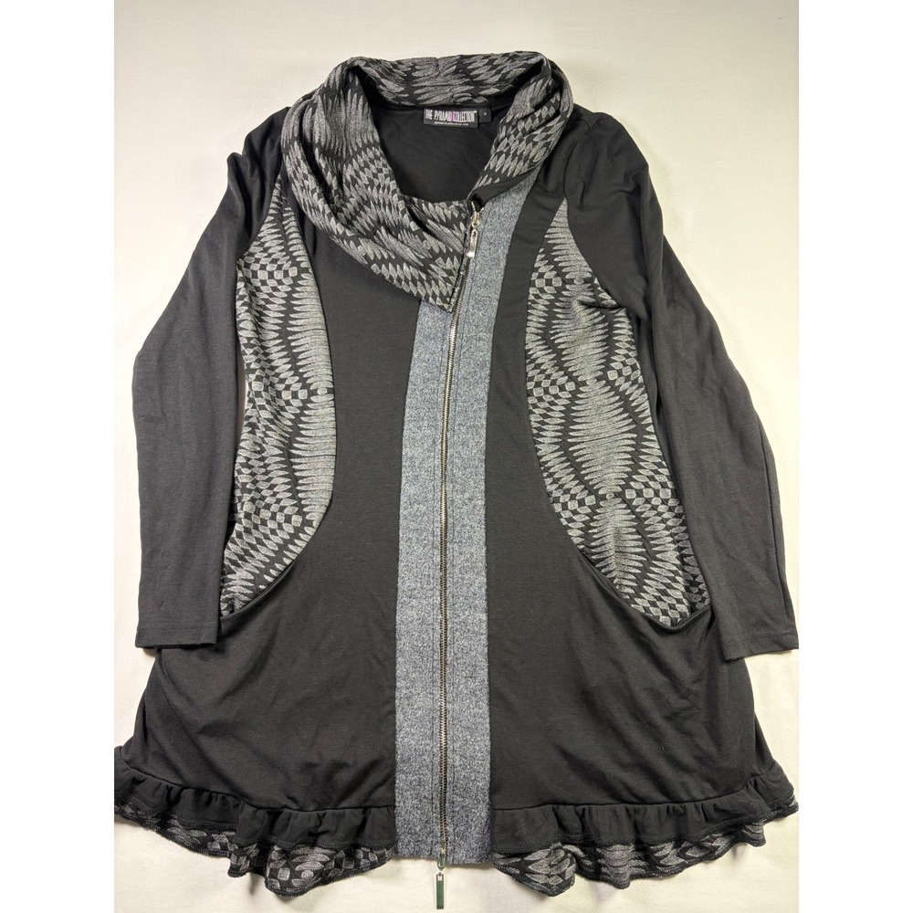 The Pyramid Collection Cardigan Mixed Media Black Whimsigoth Layers Women M